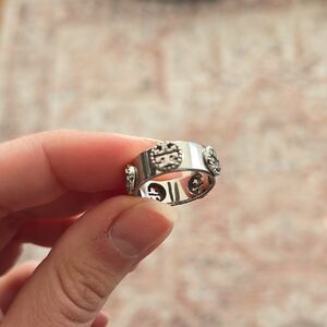 Tory Burch Miller Stud Silver Ring Size 7